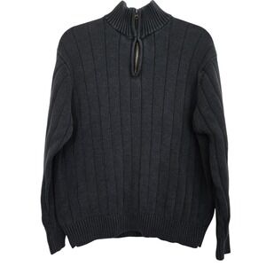 Vtg 90s GEOFFREY BEENE L Quarter Zip Mock Neck‎ Ribbed Sweater Hong Kong Classic